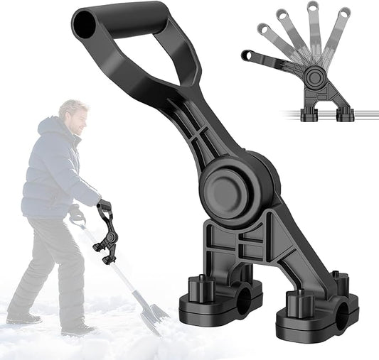 Coinicxcel Universal Extension Shovel Handle, 5-Angle Adjustable Back Saver Attachment, ABS-GF Secondary Handle for Snow Shovel/Weedeater/String Trimmer/Rake & More Gardening Yard Tools Gifts for Men