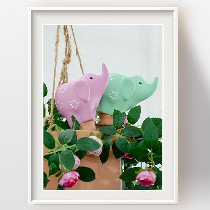 Plant Watering Devices, Elephant Shape Terracotta Watering Spikes, Vacation Self Watering Planter Insert, Small Plant Watering Globes for Indoor Outdoor Plants, 4 Pack