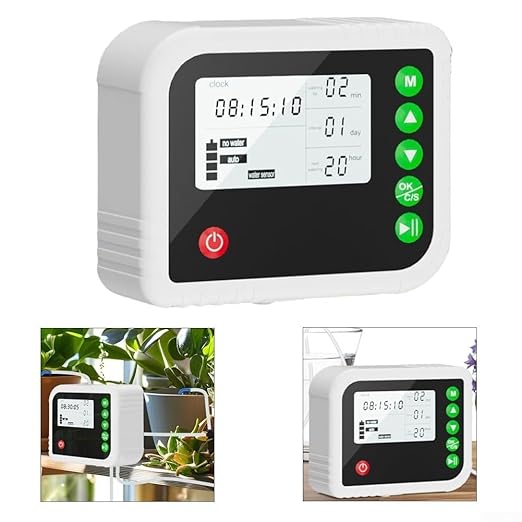 Automatic Plant Watering System with Timer, Adjustable Drip Irrigation Kit for Indoor and Outdoor Gardens and Greenhouses, Capacity 15 Pots