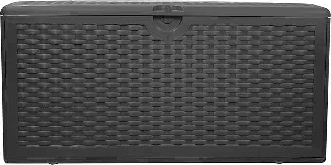 80GAL Deck Box Black，Waterproof Resin Storage Bin， Package Delivery，Garden，Patio Cushions，UV Resistant