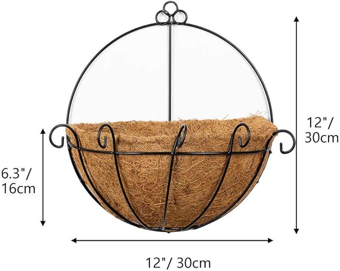 4 Pcs Wall Mount Planter wall hanging planters 12 inch Hanging Pots for Plants Outdoor Hanging Flower Pots, Hanging Basket Planter with Basket Liners for Plants for Porch Patio Back Yard Wedding