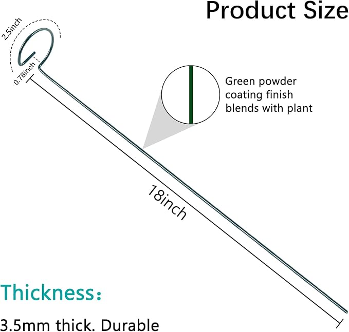 Thealyn 18 Inch 20 Packs Plant Support Stake Garden Single stemmed Plant Support Hoops Plant Prop for Flowers Orchid Tomatoes Peony Lily Rose Gladiolus (18 inch)