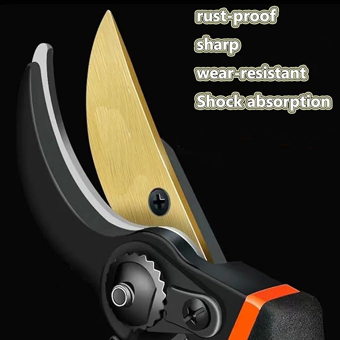 MEPEREZ Titanium Coated Pruning Shears Reduce Wrist Fatigue - Cuts 3X Easier, Weak Hand Arthritis Snips, 1 Inch Shear Diameter, Rust Resistant, Strong, Comfortable & Ergonomic Handle