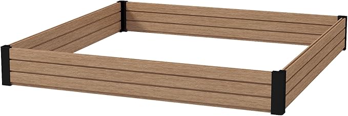 Elevated Wooden Raised Garden Planter Outdoor Flower & Vegetable Box for Patio, Backyard, or Garden - Durable, Weather-Resistant Design - 47.2" x 47.2" x 6.3" (Maple)