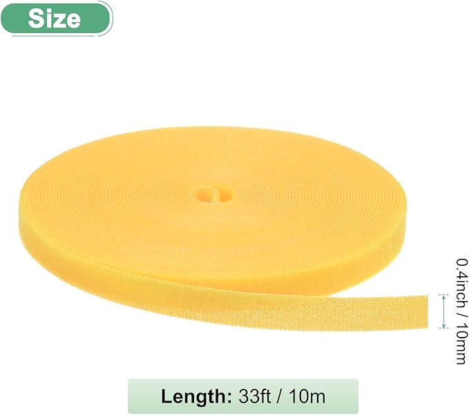 1-Roll Garden Plant Tape, 33 ft x 0.4 in Garden Hook and Loop Plant Ties Multi-Purpose Use Adjustable and Reusable Twist Wire Tape for Plants/Flowers/Vines [Yellow]