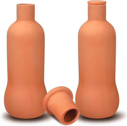 2 Pcs Olla Terracotta Watering Pot with Lid Large 34 oz Terra Cotta Self Watering Pots for Indoor Outdoor Plants Self Irrigate Spikes Ceramic Plant Waterer Set (Lovely)