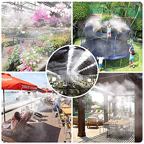 360° Adjustable Mister Drip Irrigation System -Water Trampoline Sprinkler Kit for Kids Summer Fun.50Ft Garden Greenhouse Plant Watering System with 8 Nozzles for Yard, Lawn, Plants (33FT)