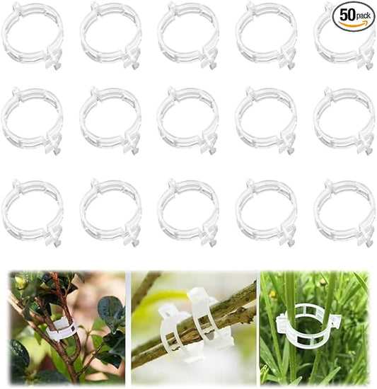 Secured Plastic Plant Clip, 2025 New Plant Support Clips, Garden Clips for Climbing Plants, Plastic Trellis Clips Tomato Grape Vine Vegetables Plant Fixing Clips (50pcs, White)