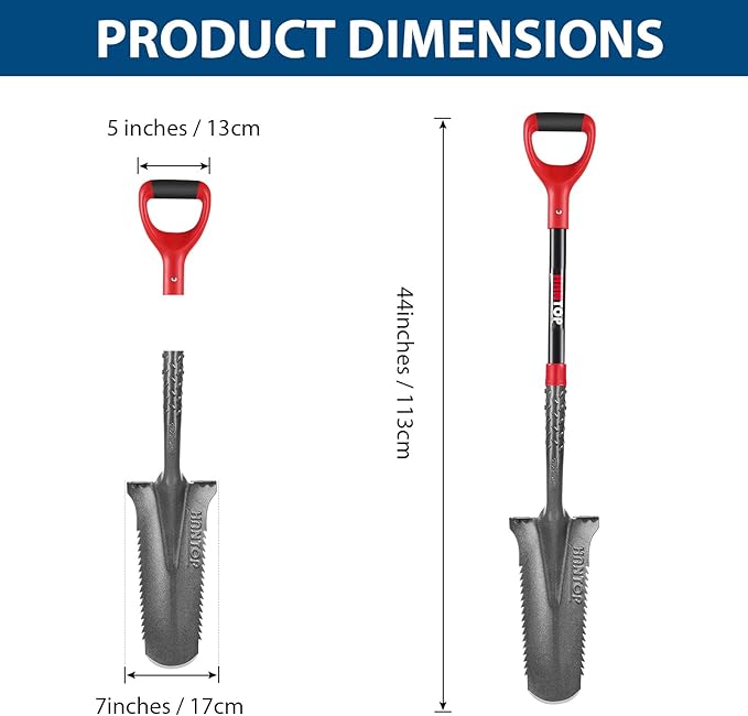 Drain Spade Root Saw Spade Narrow Serrated Shovel Digging Shovels for Cutting Root, Digging, Trenching,Transplanting,44 inches