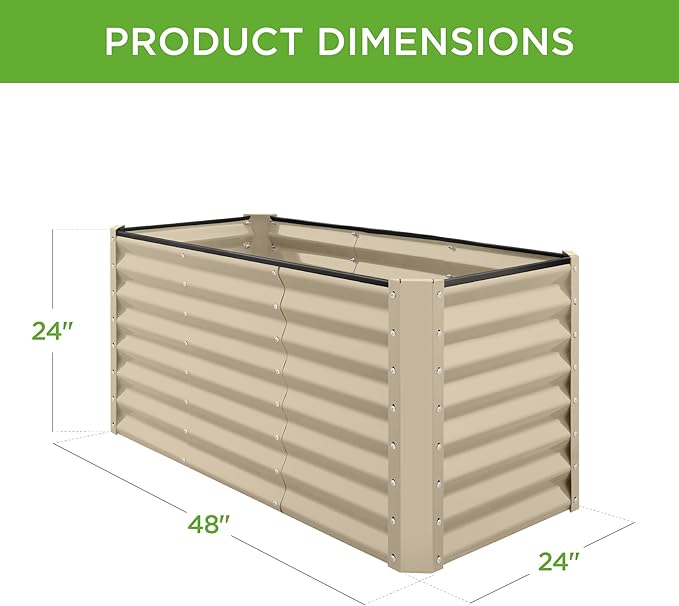 Best Choice Products 4x2x2ft Outdoor Metal Raised Garden Bed, Deep Root Planter Box for Vegetables, Flowers, Herbs w/ 119 Gallon Capacity - Beige