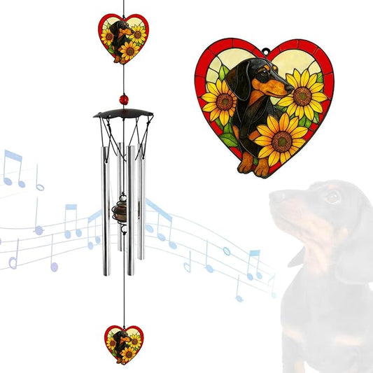 Wind Chimes for Outside 24" Dachshund Wind Chimes Outdoor Home Patio Garden Decor Windchimes Outdoors Gift Ideas for Women Mom Grandma Sisters