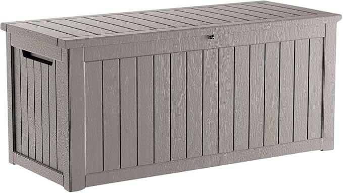 270GAL Deck Box -Grey，Large Capacity，UV-Resistant ，Deck Box，Patio， Yard，Garden Storage