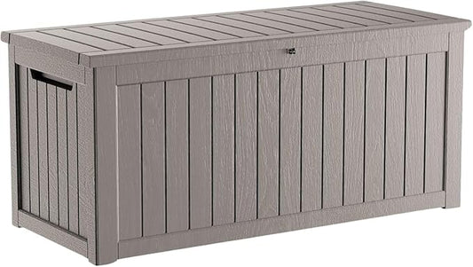 270GAL Deck Box -Grey，Large Capacity，UV-Resistant ，Deck Box，Patio， Yard，Garden Storage