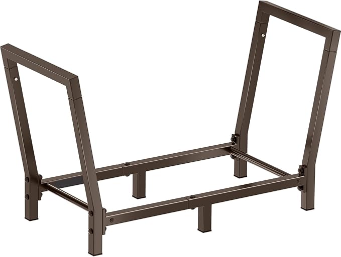 Minicloss 34 Inch Firewood Rack Outdoor Indoor, 2.7ft Wood Storage Rack Stand, Heavy Duty Fire Wood Holder for Fireplace（Bronze）