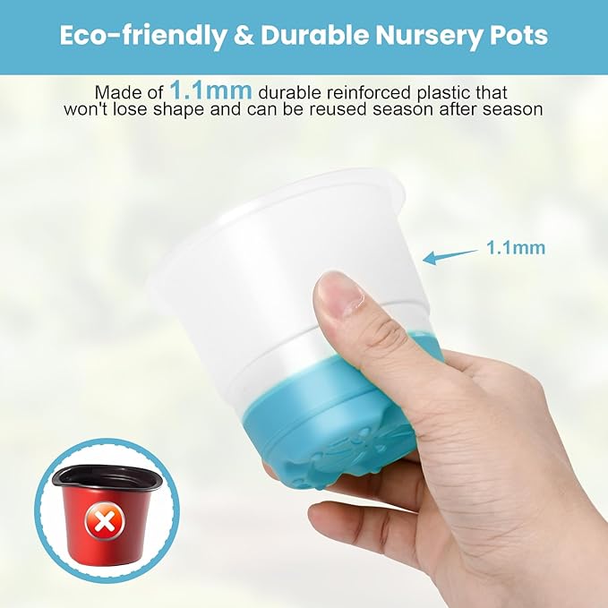 Sckee Clear Nursery Pots for Plants with Lid,30 Packs Seed Starting Pots 4 inch Plastic Plant Pot with Drainage Holes Seed Starting Pot Silicone Base