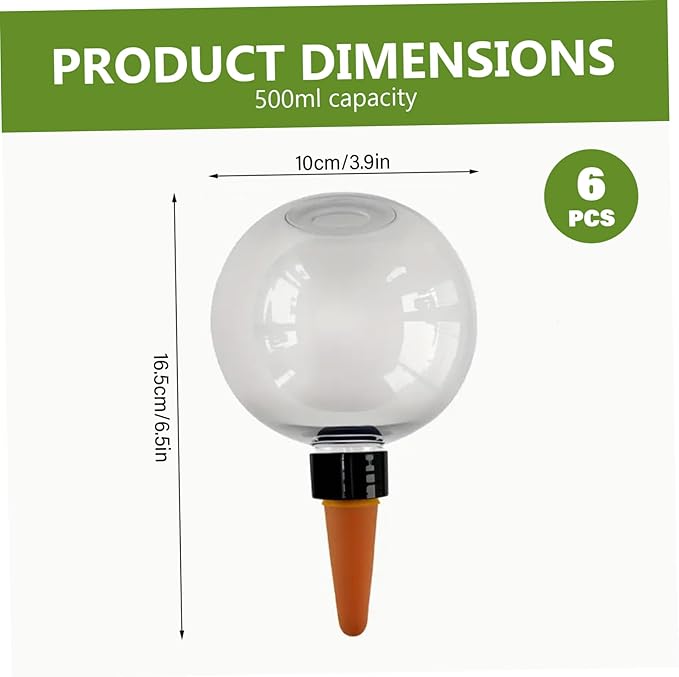 6Pcs Self Watering Globes Automatic Plant Waterer with Transparent Bulbs Plant Watering Device for Indoor Outdoor Potted Plants