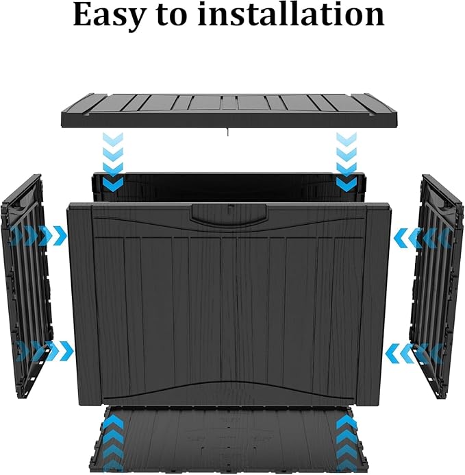 Yardgrace 52 Gallon Resin Deck Box Waterproof Outdoor Storage Box for Patio Furniture Pool Accessories Indoor Storage for Cushion Garden Tools, Black