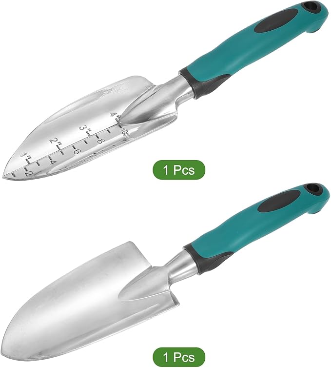 HARFINGTON 2pcs Garden Hand Shovels 11.8" Measurements Aluminum Transplanting Trowel Small Gardening Hand Tools for Planting, Blue