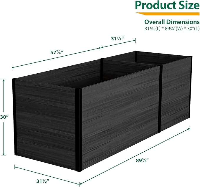 Modular Raised Garden Bed - Expandable Design with Composite Panels & Aluminum Frame - Perfect for Flowers, Vegetables, Herbs - Outdoor Planter Box for Patio, Balcony, Backyard (Black)