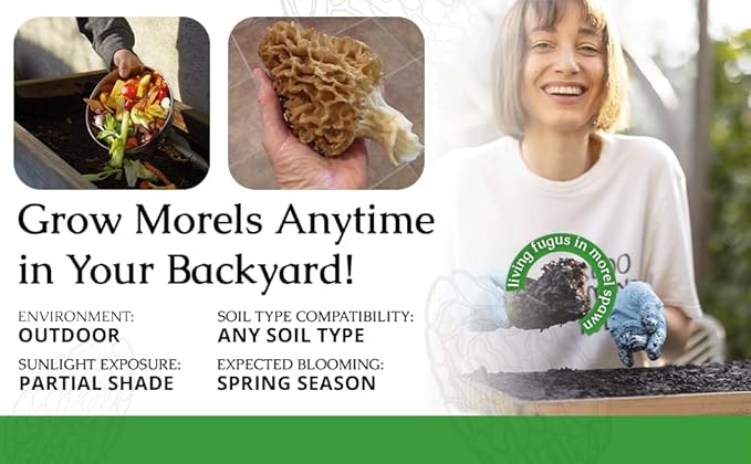 Morel Habitat Kit® & Morel Sticker. Morel Habitat Kit ® Compatible with Any Soil Type Across The U.S., Outdoor Garden & Backyard Cultivation Set with Full Instructions - Made in The USA