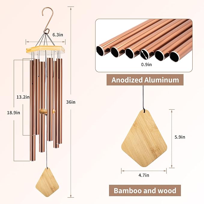 Howarmer Wind Chimes Outdoor Large Deep Tone, 36 Inches WindChimes Outdoor Memorial Wind Chime for Mom/Housewarming/Christmas, Windchime for Outside Garden, Patio, Home Decor