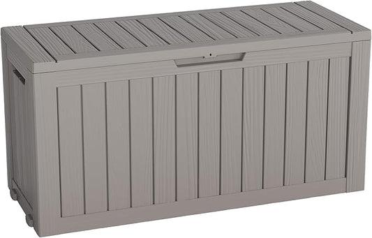 NBYSGO Outdoor Storage Box, Resin Deck Boxes Indoor and outdoor, Waterproof Storage Box Lockable Lid (Grey, 80 Gallon)