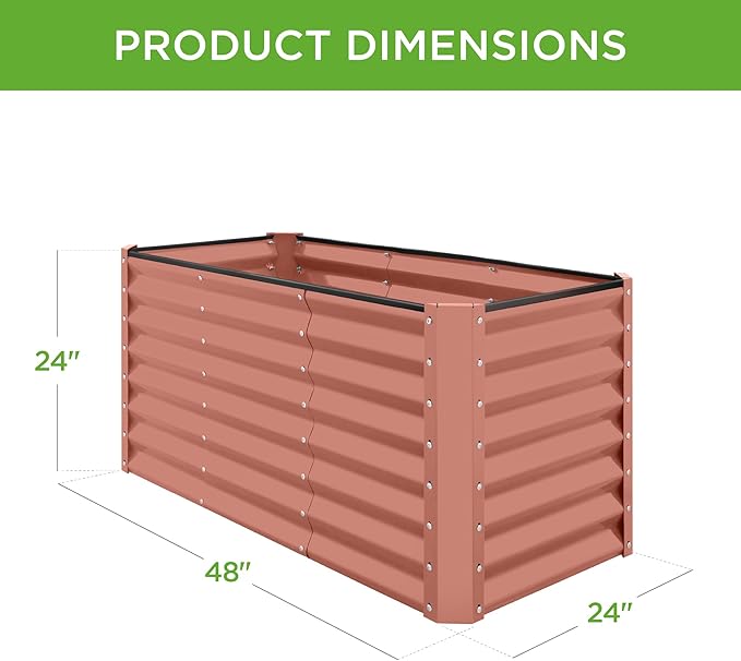 Best Choice Products 4x2x2ft Outdoor Metal Raised Garden Bed, Deep Root Planter Box for Vegetables, Flowers, Herbs w/ 119 Gallon Capacity - Terracotta