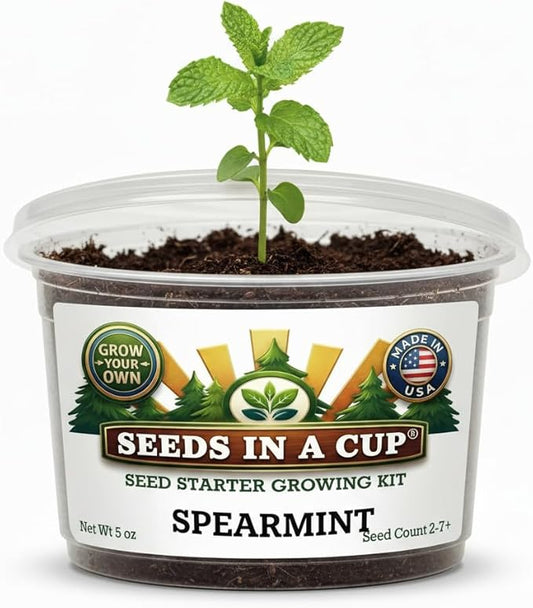 Spearmint Grow Kit – Indoor Herb Garden Starter Set with Non‑GMO Spearmint Seeds, Soil & Cup – Easy Spring Planting Gift for Beginners, Kids & Home Kitchens