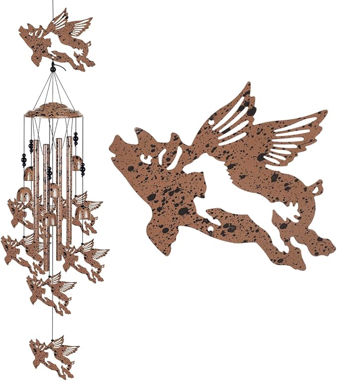 37" Flying Pigs Wind Chimes for Garden,Home,Balcony,Yard,Outdoor Decor, Sympathy Wind Chimes, Wind Catcher, Blessing Wind Bell, Pig Ornament Gifts for Mom, Pig Lovers,Grandma, Family, Women, Friend