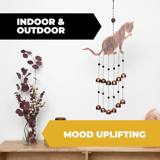 VP Home 25" H Fancy Cat Wind Chimes for Outside - Unique Memorial Windchime for Outdoor Decoration and Garden Decor - Chimes for Women, Mom, Grandma, Unisex