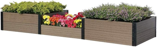 Everbloom 2-Tier Terraced Triple Raised Garden Bed with Open Bottom Valley A 114” L x 36” W x 7/14” H: Versatile and Easy-to-Assemble for Growing Veggies, Flowers, and Herbs in Any Soil Condition