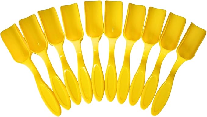 10Pcs NINGDAN Mini Shovel,Plastic Mini Gardening Shovel Spoons Soil Scoops,Cultivation Digging Transplanting Tools for Succulents Potted Flowers,Milk Powder/Coffee Beans Scoops (All Yellow)