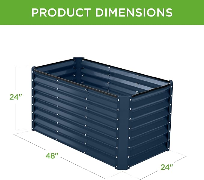 Best Choice Products 4x2x2ft Outdoor Metal Raised Garden Bed, Deep Root Planter Box for Vegetables, Flowers, Herbs w/ 119 Gallon Capacity - Navy