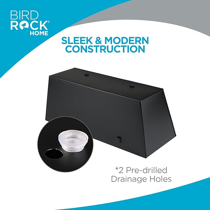 BIRDROCK HOME 2pk Metal Railing Planter Box | Flower Boxes for Deck Railings | Adjustable Rail Hanging Bracket | Black Balcony Boxes | House Apartment Plant Pot