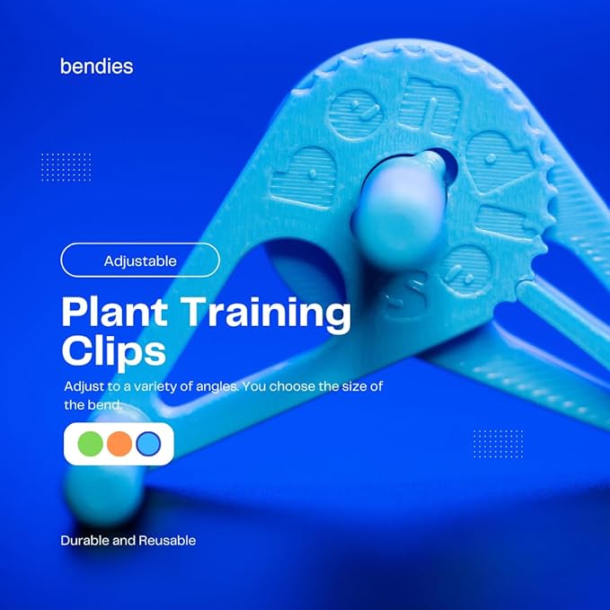 Bendies LST Plant Training Clips 15 Pack Blue - v2.0 Adjustable Low Stress Support Clips for Stem Bending, Grow Tent, Plant Ties & Gardening Accessories