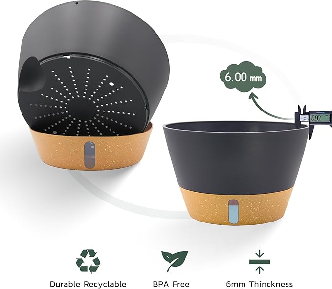 ZMTECH 12 Inch Hanging Planters for Indoor, 2 Pack Self Watering Plant Pot for Outdoor Garden Porch, Large Hanging Baskets with Visible Water Level and Chain(12Inch, Gray)