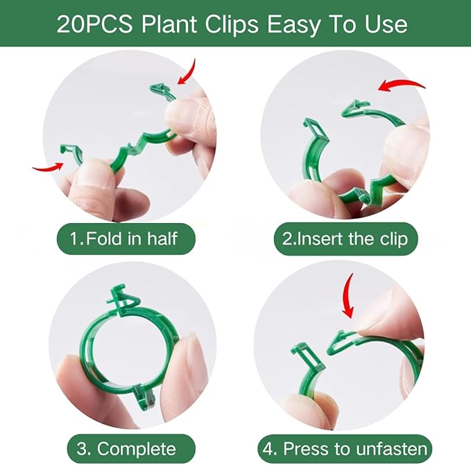 5 Pack Stackable Monstera Plant Support Stakes, 38inch Climbing Garden Plant Support Sticks Structures with 20pcs Clips & Ties, for Indoor Outdoor Plants Alternative to Moss Pole