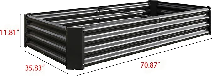 6x3x1ft Raised Garden Bed, Outdoor Galvanized Raised Garden Beds, Metal Raised Beds for Gardening Vegetables Fruits and Flowers, Easy Assembly, 127 Gallon Capacity - Black