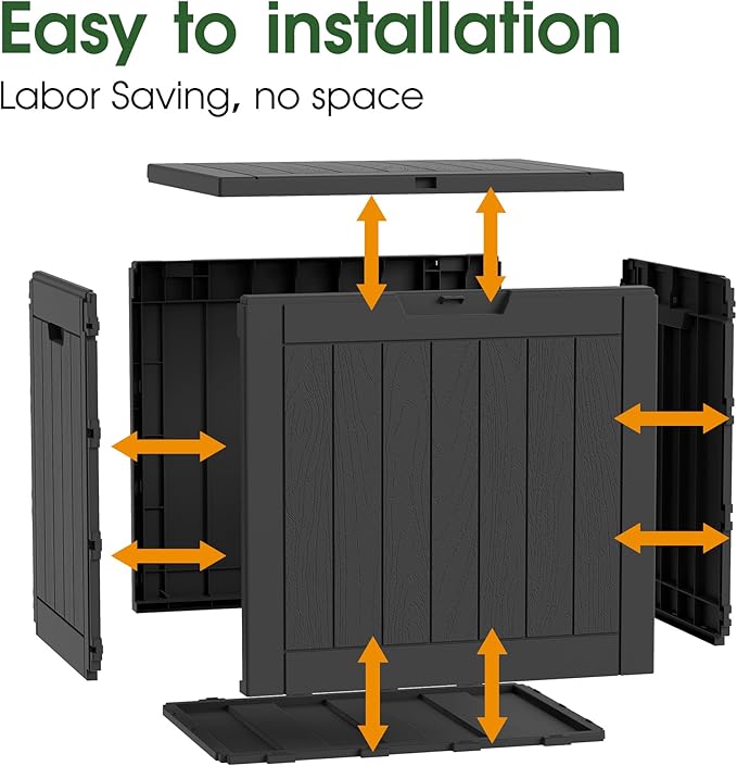 NBYSGO Outdoor Storage Box, Resin Deck Boxes Indoor and outdoor, Waterproof Storage Box Lockable Lid (Black,35 Gallon-2Pack)