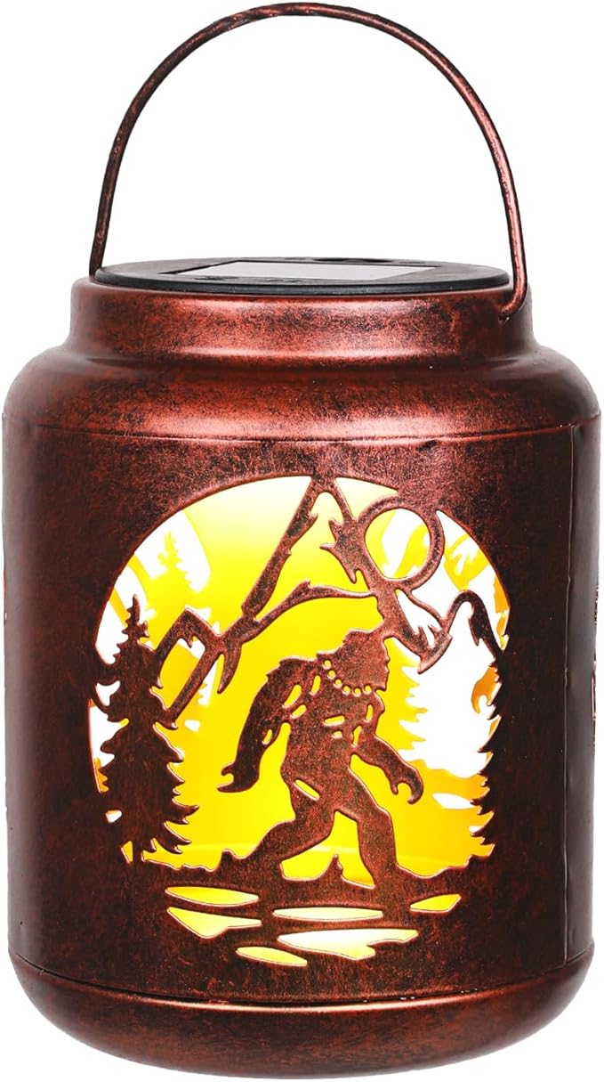 Bigfoot Sasquatch Solar Lanterns Outdoor,Waterproof Hanging Solar Lights, Big Foot Yard Decor,Gifts for Men Women Metal Decorative LED Lanterns for Yard, Patio, Lawn, Tabletop, Pathway, Landscape