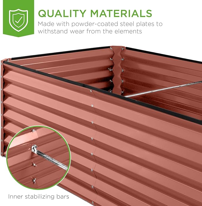 Best Choice Products 6x3x2ft Outdoor Metal Raised Garden Bed, Deep Root Box Planter for Vegetables, Flowers, Herbs, and Succulents w/ 269 Gallon Capacity - Terracotta