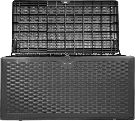 80GAL Deck Box - Black,utdoor Cushions, Throw Pillows,Waterproof Patio Storage Box Covers