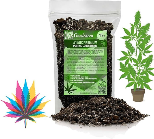 Gardenera Premium JUST-ADD-Water Potting Soil Mix - Optimal Nutrient-Rich Blend for Thriving and HIGH-Yield Herbal Plants - 1 Quart