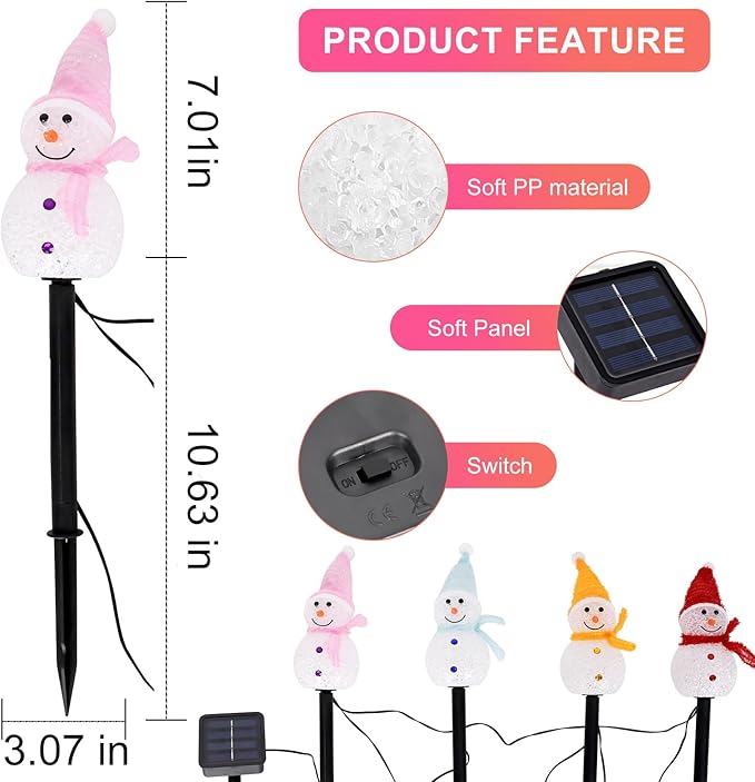 Outdoor Christmas Decorations 2025-Christmas Light Stakes for Yard-Snowman Solar Lights-Snowman Christmas Ornaments for Yard Garden Lawn Landscape Patio Walkway Decor