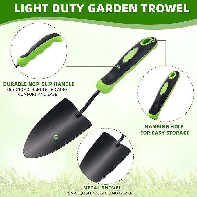 30 Pcs Garden Shovel Aluminum Alloy Heavy Duty Trowel Small Digging Shovels Metal Hand Trowel Spade with Soft Handle for Garden Lawn Yard Planting Tool (Shovel with Ruler,Green)