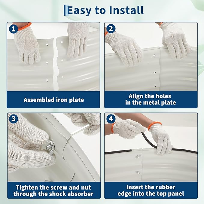 PeakPursuit 4X2x1Ft Galvanized Raised Garden Bed Kit, Metal Raised Garden Bed, Oval Planter Box with Open-Ended Base for Vegetables, Flowers, Herbs & Fruits