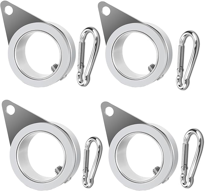 Anovo Flag Pole Rings, Flagpole Rings Aluminum Alloy 360° Rotating Anti Wrap Flag Mounting Spinning Ring Clips for 0.75-1.02 Inch Diameter Flagpole (1 Inch -Pack of 4, Matte Silver)