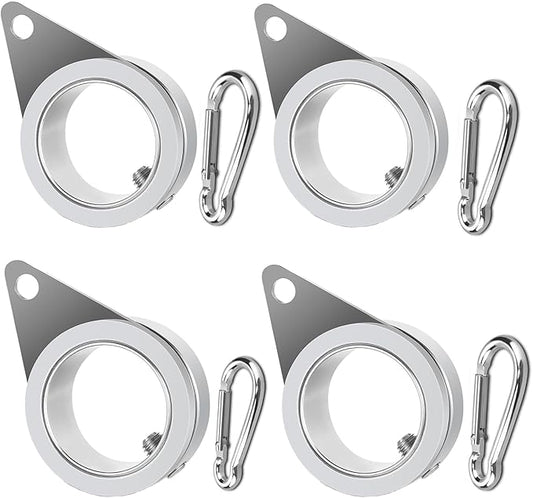 Anovo Flag Pole Rings, Flagpole Rings Aluminum Alloy 360° Rotating Anti Wrap Flag Mounting Spinning Ring Clips for 0.75-1.02 Inch Diameter Flagpole (1 Inch -Pack of 4, Matte Silver)