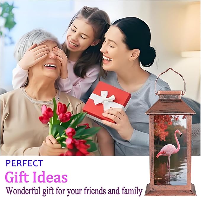 Flamingo Solar Lanterns Outdoor Waterproof Garden Decor,Hanging Solar Lights,Christmas Gifts for Women Mom Birthday Gifts Ideas for Yard Patio Lawn Tabletop Pathway Landscape Walkway Terrace Balcony