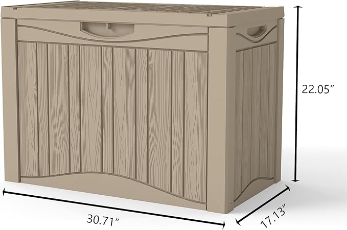 50 Gallon Lockable Resin Outdoor Storage Box, Waterproof & Weather Resistant Deck Box for Patio Cushion, Garden Tools & Pool Accessories, Grey